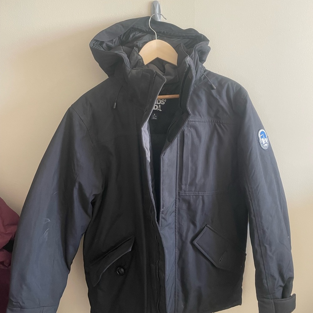 Lands' End Black Puffy with Removeable Hood